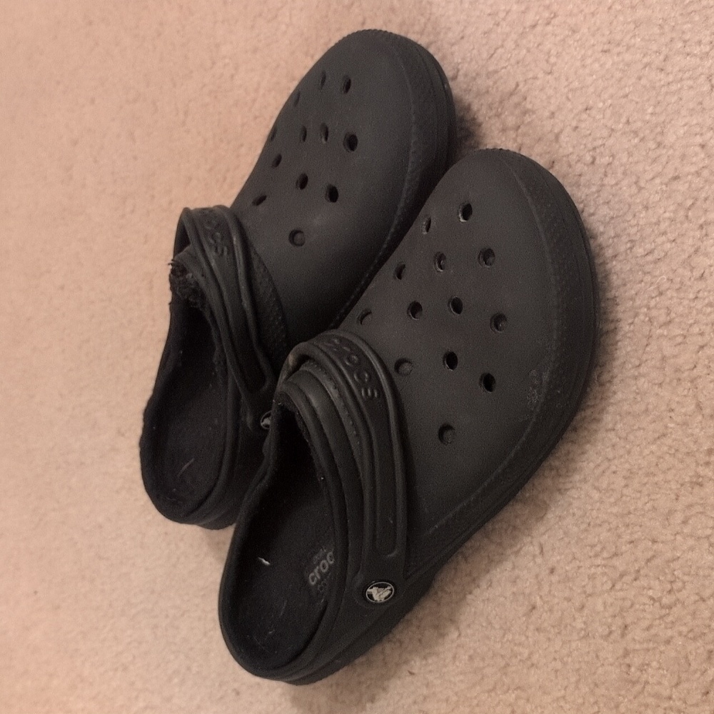 Black Fur lined crocs